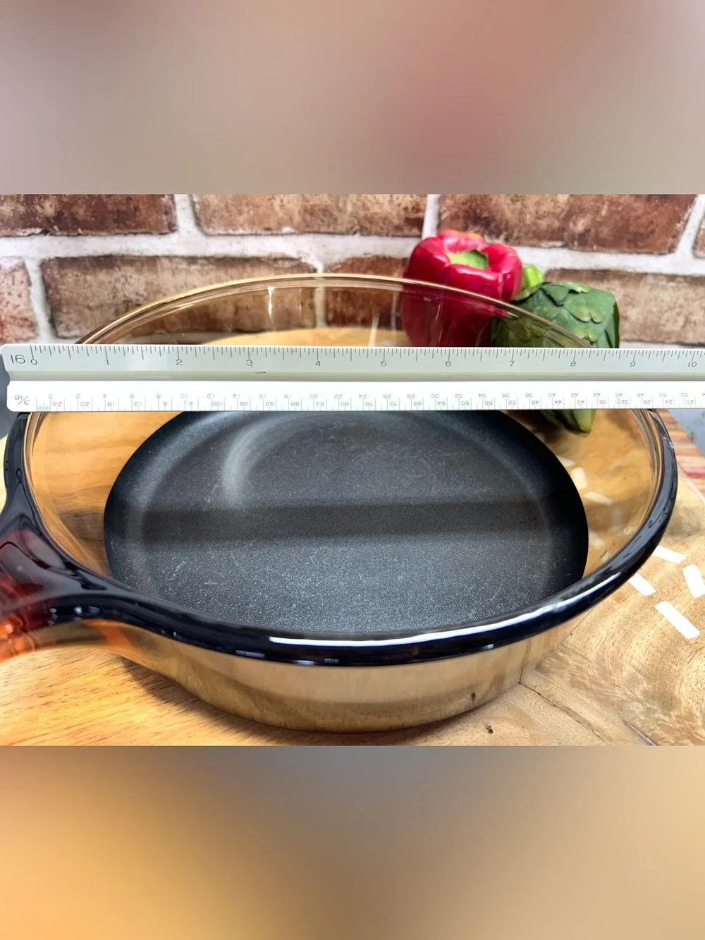 Vintage CORNING PYREX VISIONS france FRY pan& lid / TEFLON COATED 2.5 QT 10X3